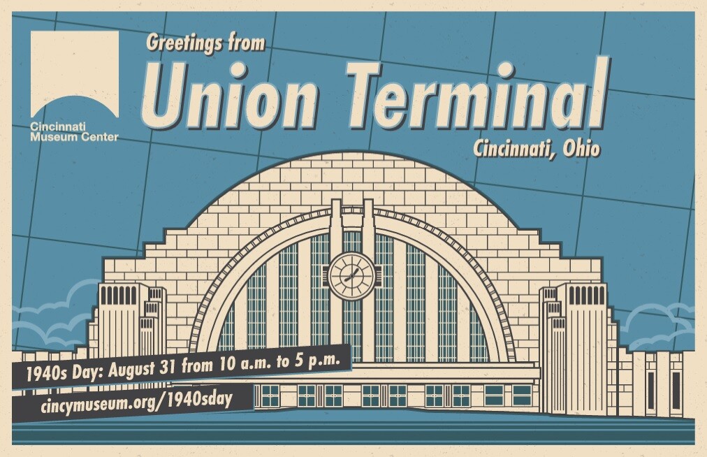 1940s Day 2024 postcard graphic
